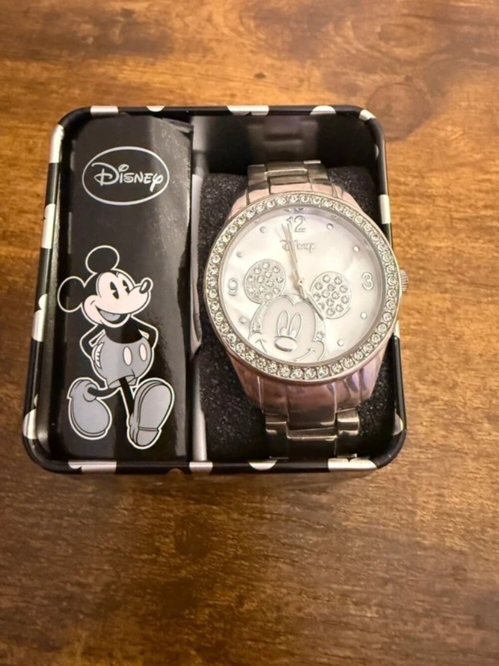 Disney Silver Mickey Mouse Crystal Accent Women's Watch